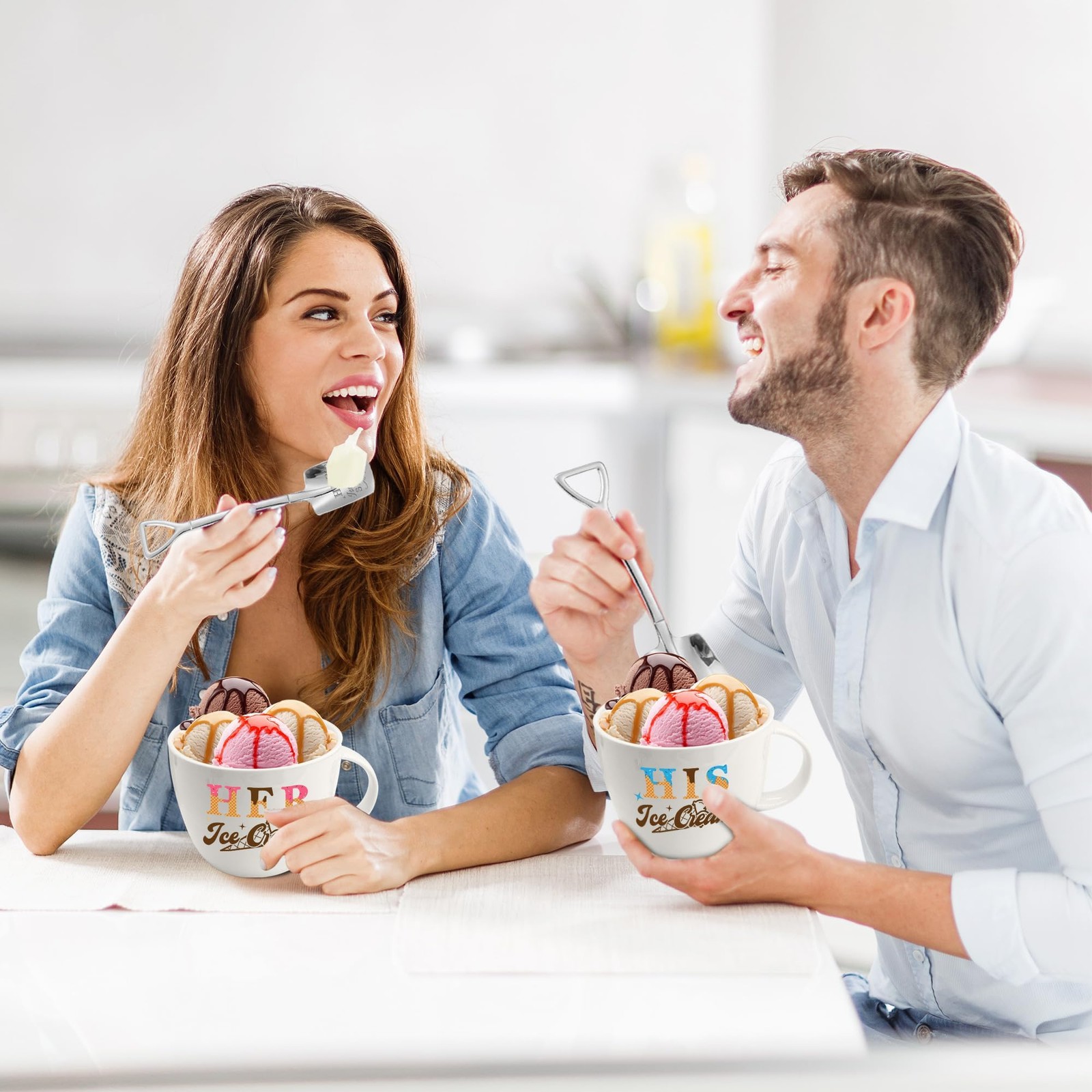 His And Hers Gifts, Anniversary Couples Gifts Set Ice Cream Bowl With Scoop&Shov