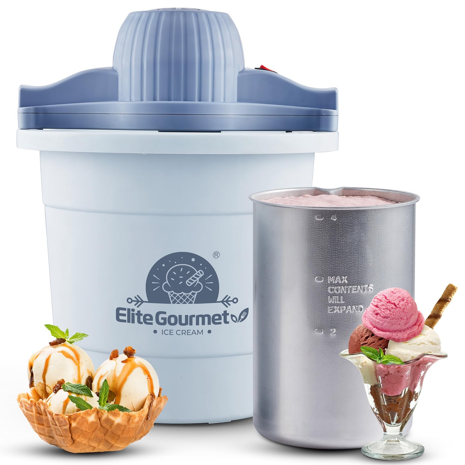4Qt Electric Ice Cream Maker EIM350 Delicious Homemade Ice Cream, Gelato, Sor…