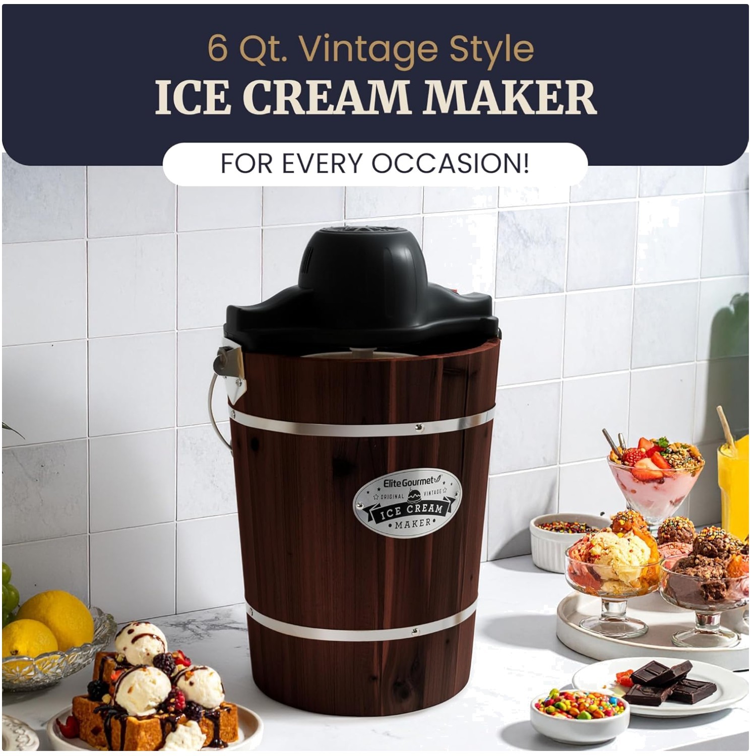 Traditional Electric Ice Cream Maker, 6 Qt Capacity*-//