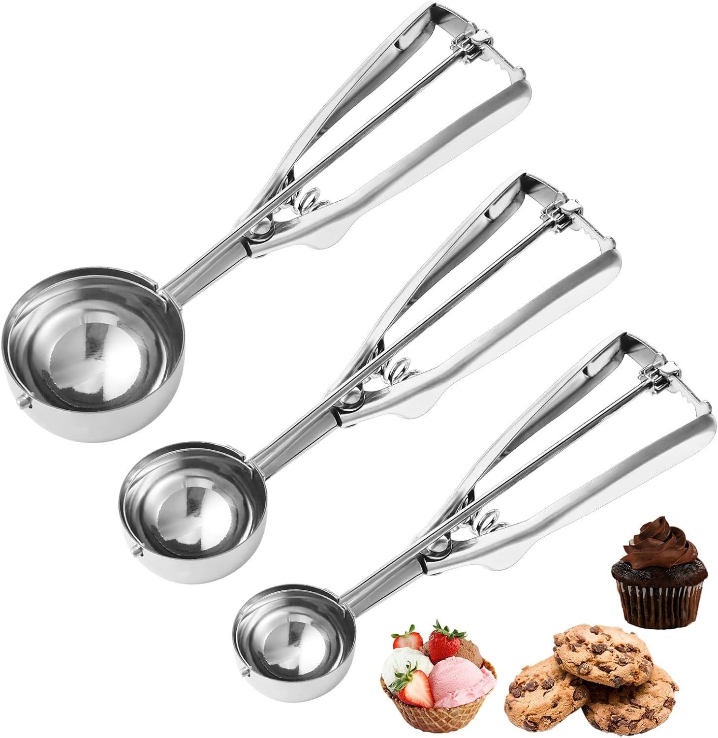 Cookie Scoop,Set of 3 Dough Scoops for Baking 1 Tbsp,2 Tbsp,3 Sliver