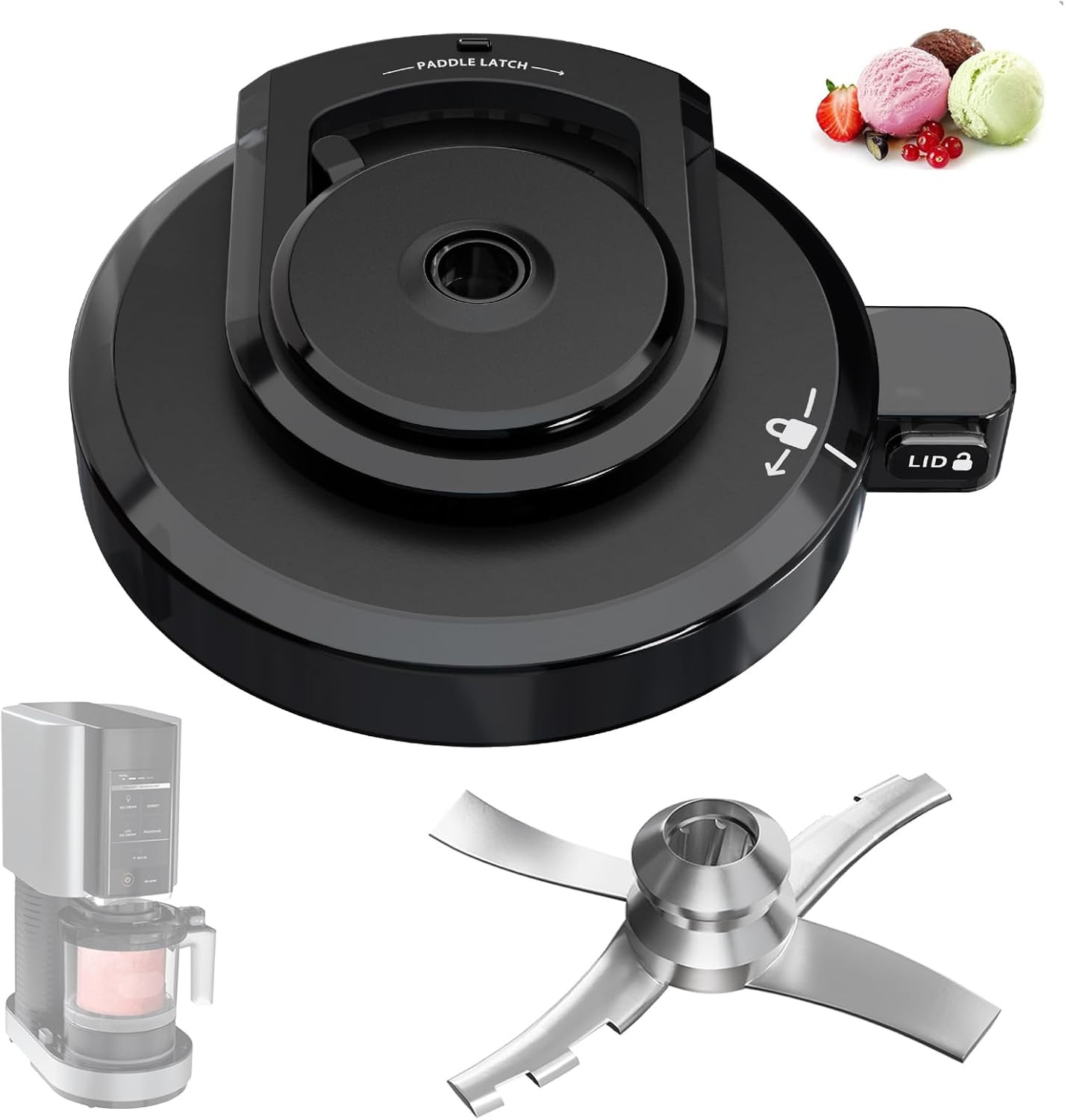 NC301 Outer Bowl Lid with Paddle for Ninja Ice Cream Maker,Reusable Creami Lid R