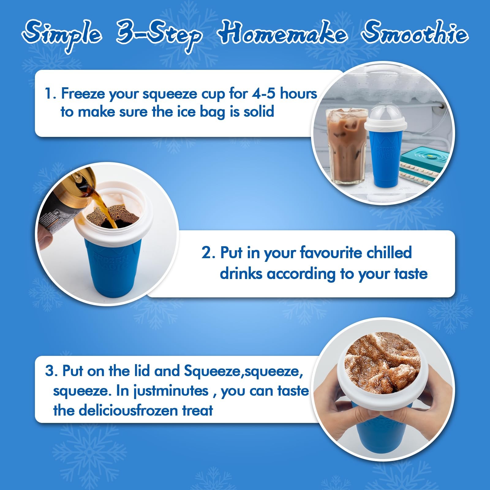 3PCS Slushie Maker Cup,DIY Magic Quick Frozen Smoothies Cups for Homemade Mil…