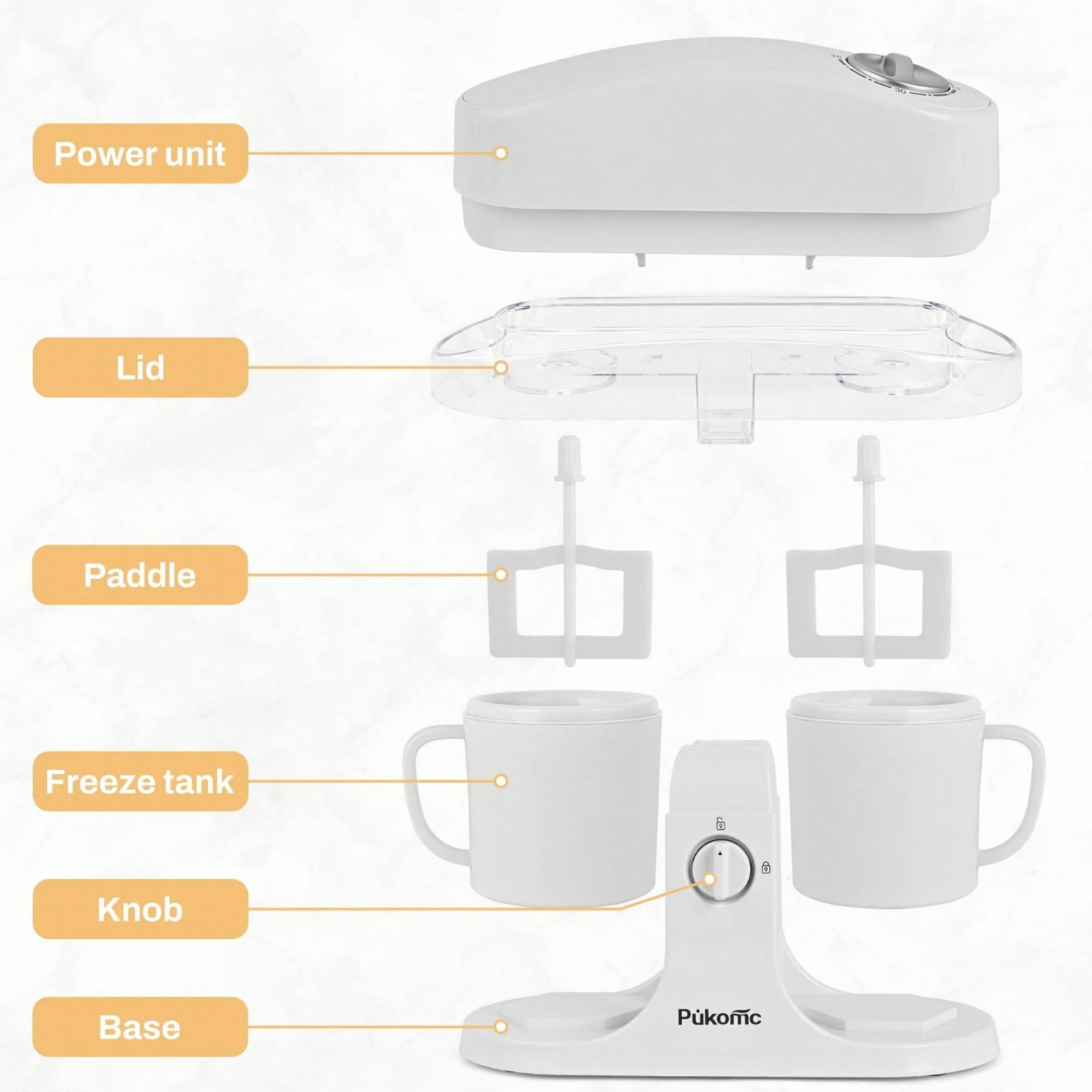 Dual Bowl Ice Cream Maker 20-Min Frozen Dessert Machine