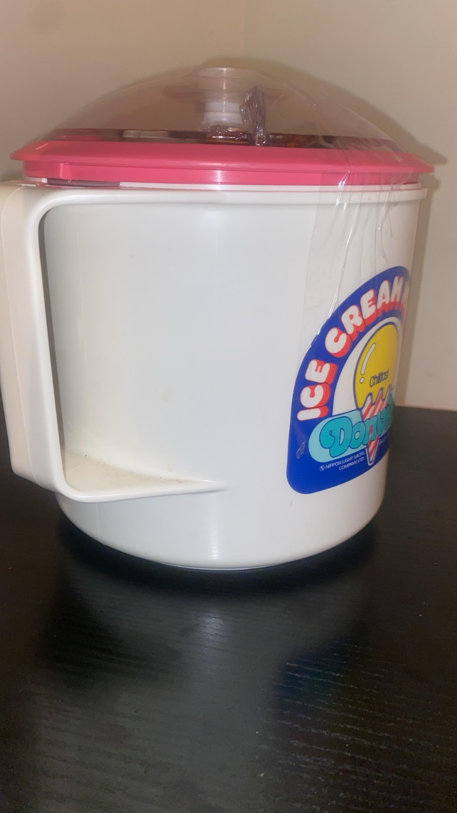 Vintage Donvier 1 Pint Chillfast Manual Ice Cream Maker Pink Rim Hand Crank