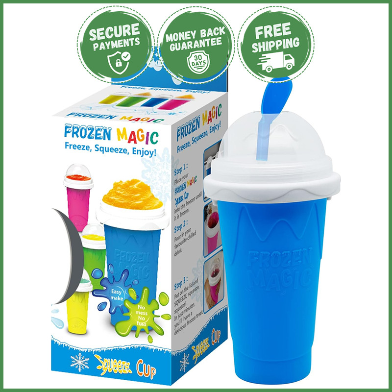 REUSABLE SLUSHY FROZEN DRINKS MAKER CUP Smoothies Milkshakes Juice Squeeze Straw