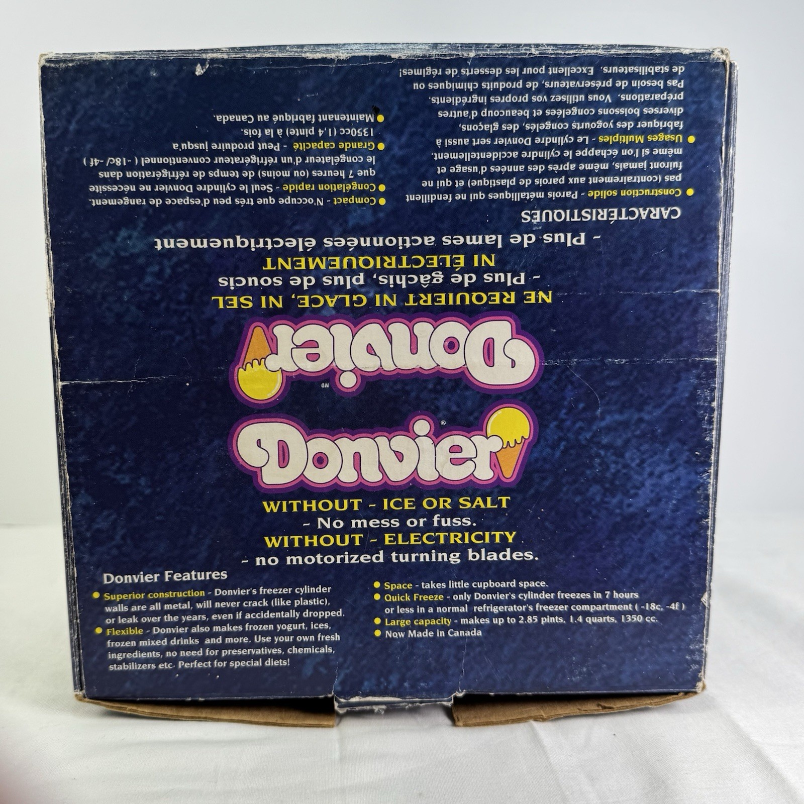 Vintage DONVIER 1.4 Qt Ice Cream Maker Chillfast Manual Crank W/Box Canada