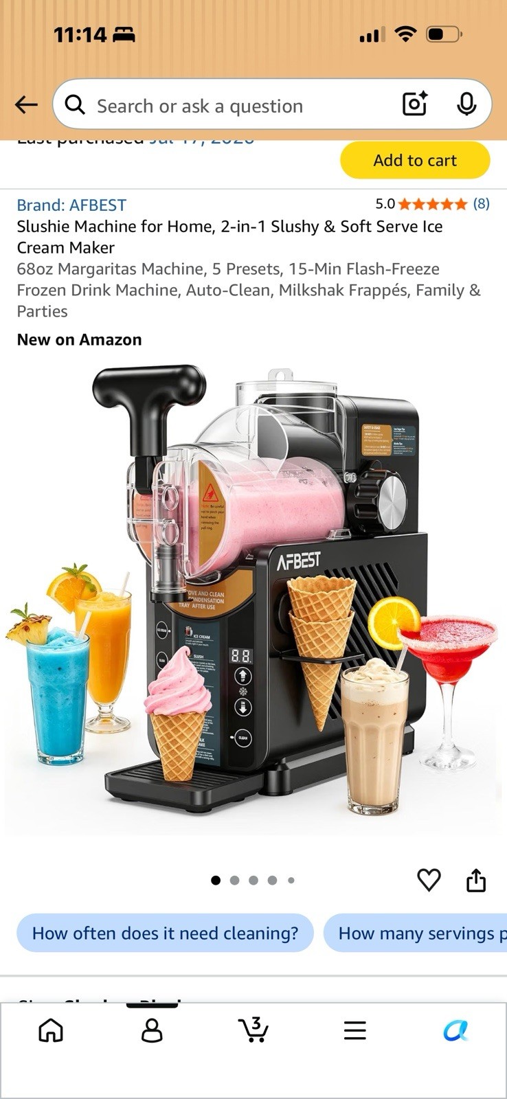 AFBEST 68 oz 2-in-1 Slushy & Soft Serve Maker, 5 Presets, Auto-Clean, Black