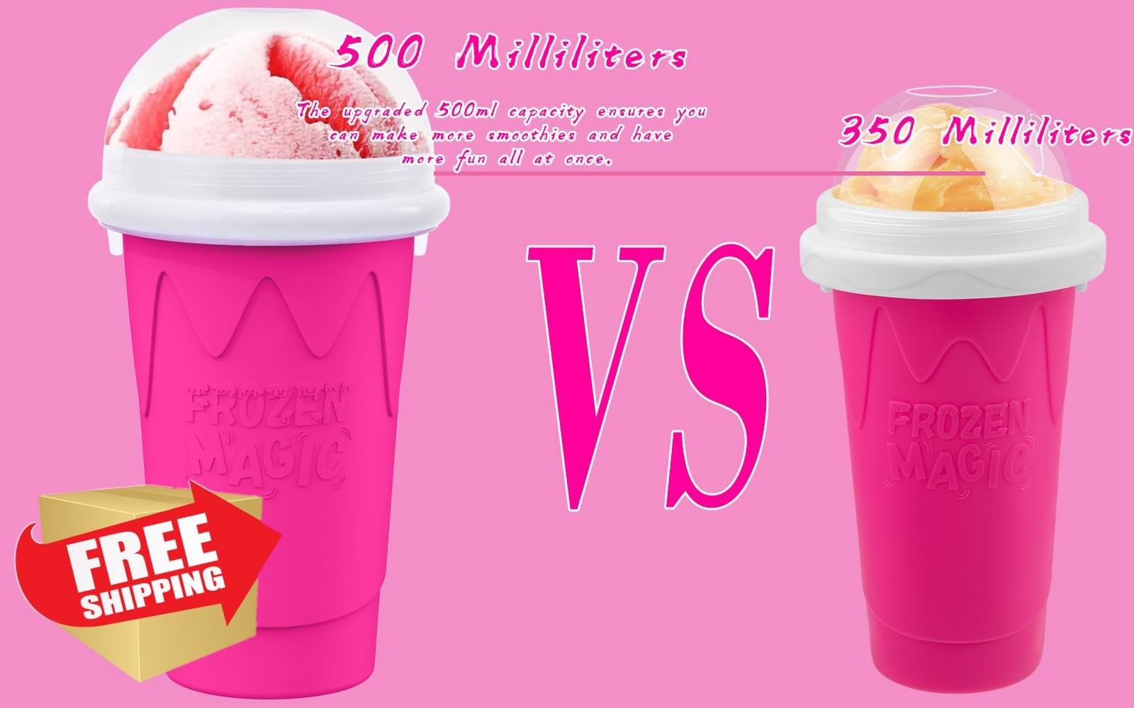 500ML Slushie Maker Cup Pink DIY Squeeze Smoothie Cup
