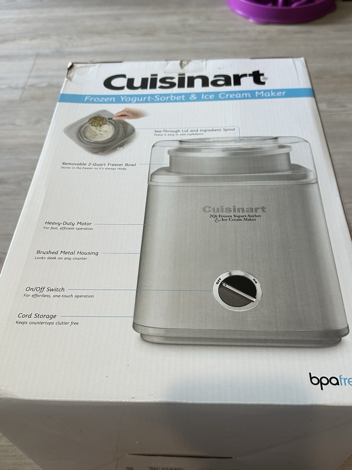 Cuisinart Ice Cream Maker Machine, 2-Quart Ice Cream ICE30BCP1 NIB