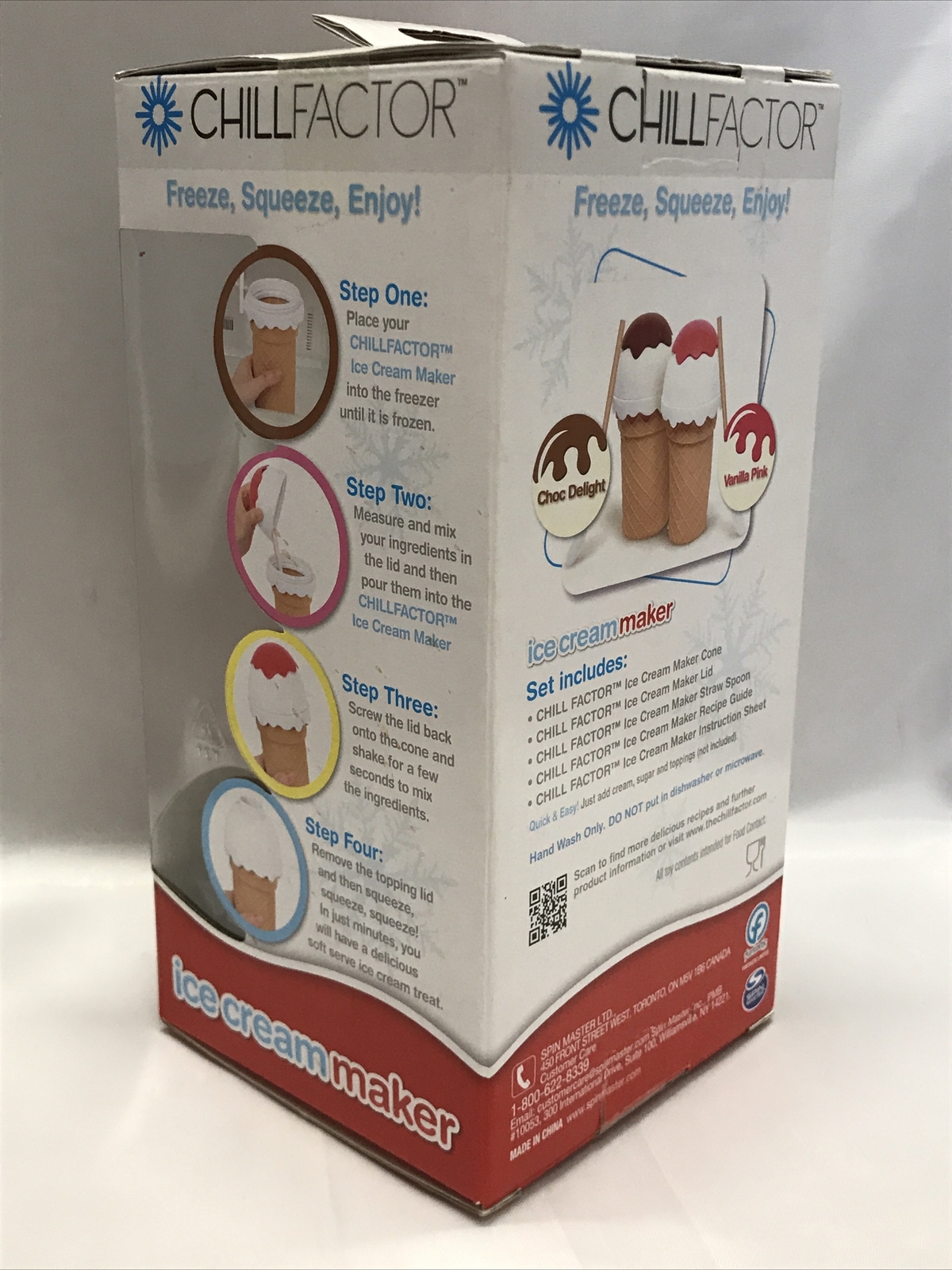 Chill Factor Ice Cream Maker With Cone, Lid & Spoon,1 Set, 5 + Years * See Pics.