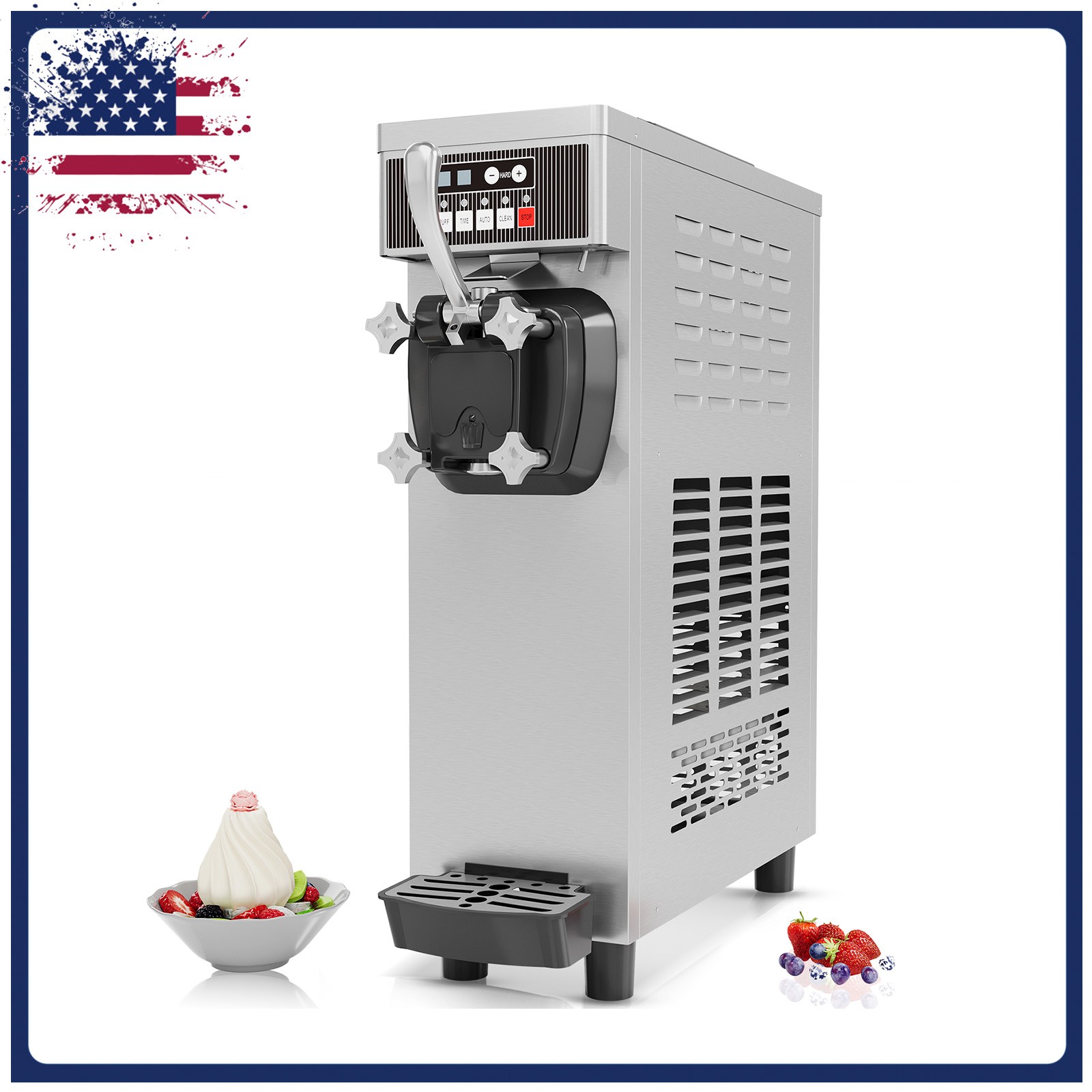 Commercial Soft Serve Ice Cream Maker Countertop Machine 21.2 QT/H Yield