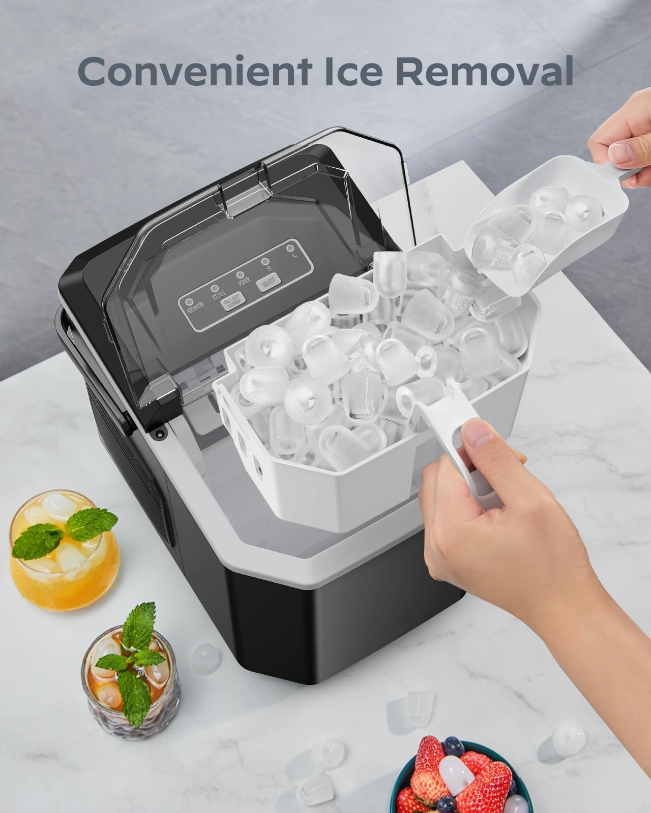 Silonn Ice Maker Countertop Portable Ice Machine Carry Handle Self-Cleaning Ice