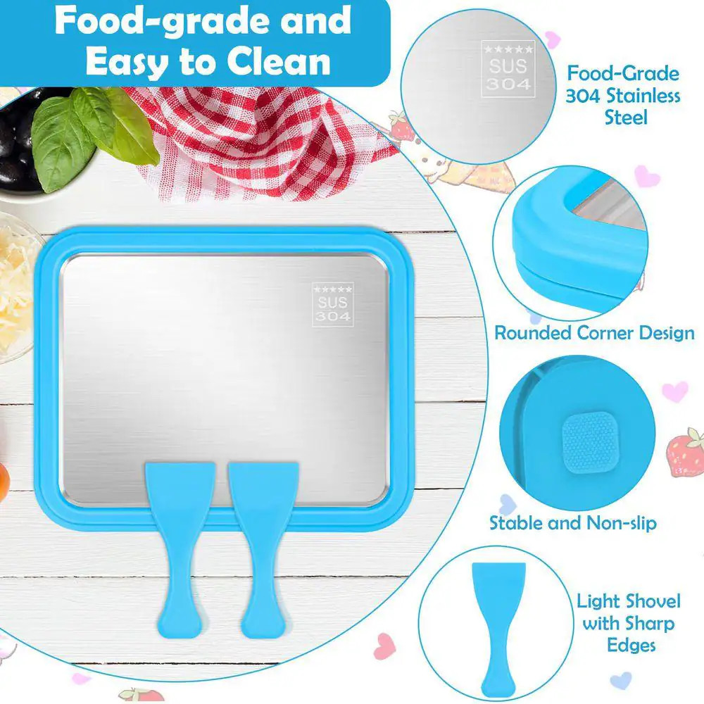 Instant Ice Cream Maker Set with 2 Shovels, Food Grade Rolled Ice Cream Machine