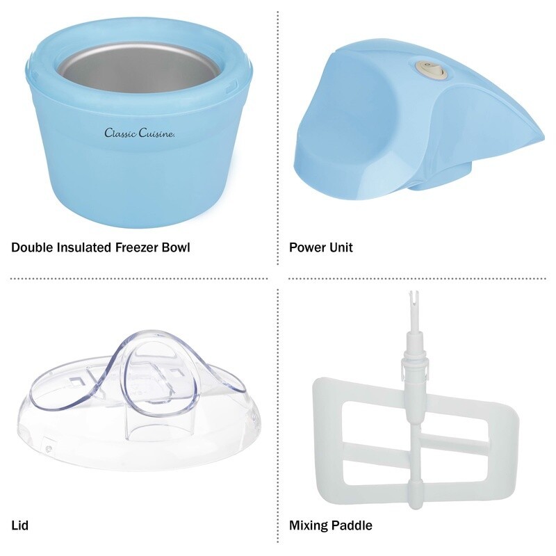 Electric Ice Cream Maker Gelato Sorbet Frozen Yogurt Easy to Use Compact Design