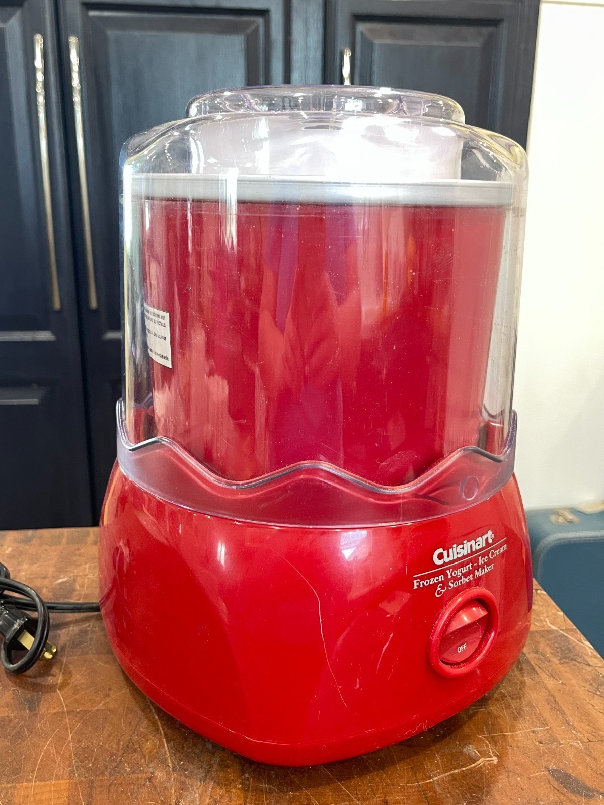 CUISINART FROZEN YOGURT ICE CREAM & SORBET MAKER ICE-20 ~Red~ Works Great
