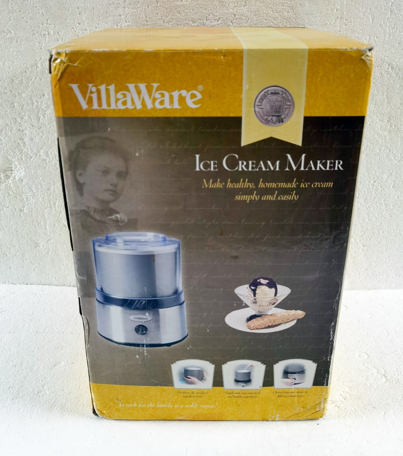 NEW Villaware Ice Cream Maker V5100 2 Speed Insulated Freezer Bowl