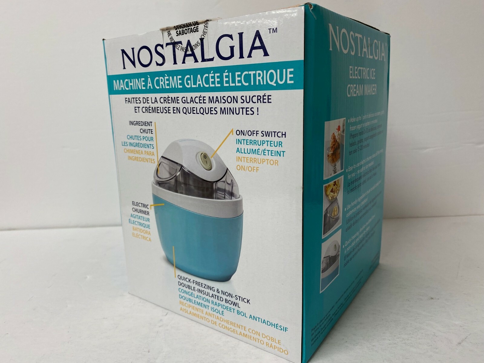 Nostalgia Electric Ice Cream Maker Blue 1-Pint – New