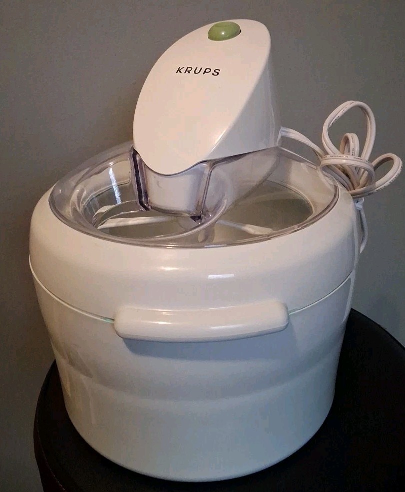 Krups La Glaciere Ice Cream & Sorbet Maker Model 358 White Made In Italy