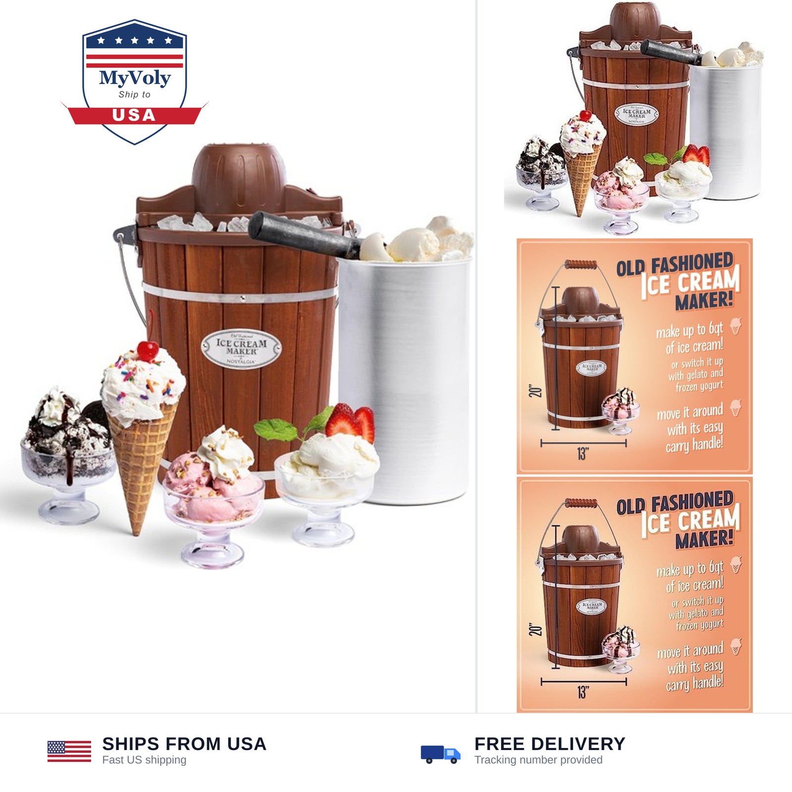 Nostalgia Electric Ice Cream Maker With 6 Qt Capacity – Old Fashioned Ice Cre…