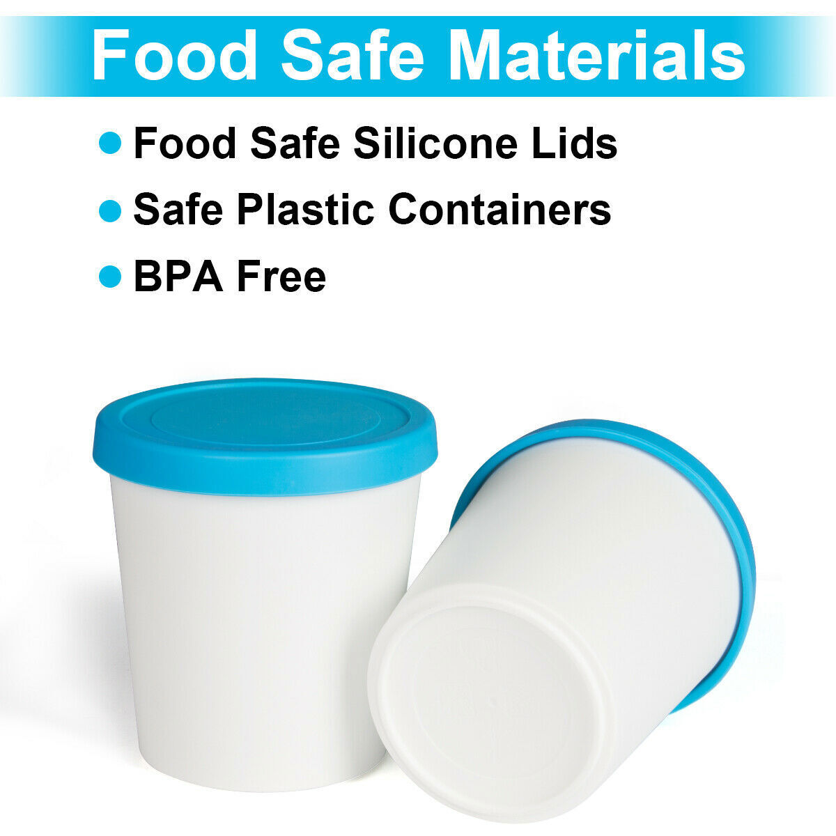 2PCS Ice Cream Containers Yogurt Sorbet Freezer Storage Tubs Reusable Container