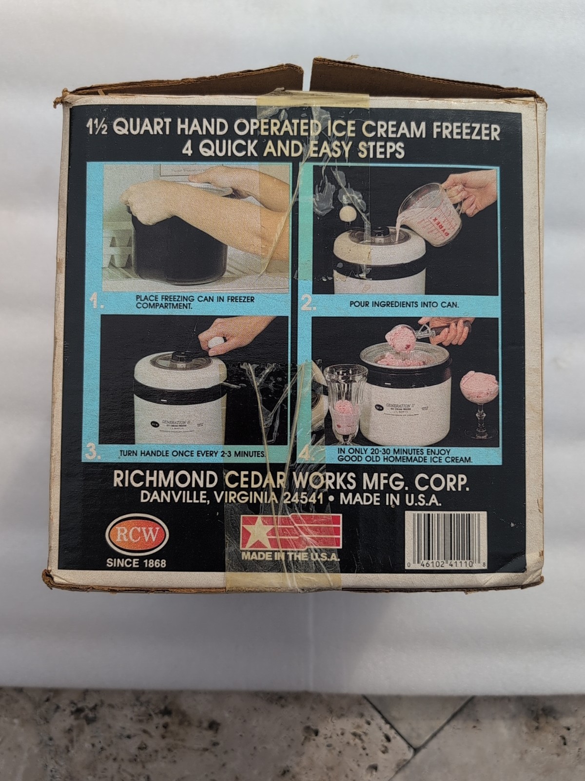 Richmond Cedar Works Generation II 1.5 Quart Ice Cream Freezer with Box. NEW.