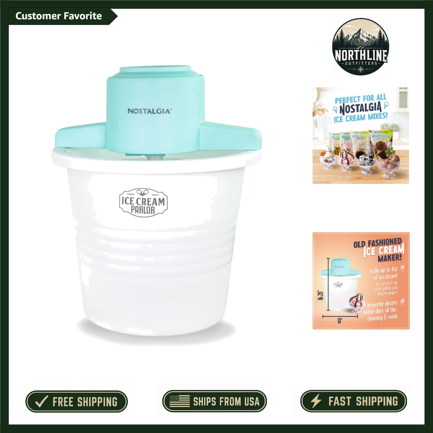 Old Fashioned Electric Ice Cream Maker – Make Gelato & Frozen Yogurt in Minutes