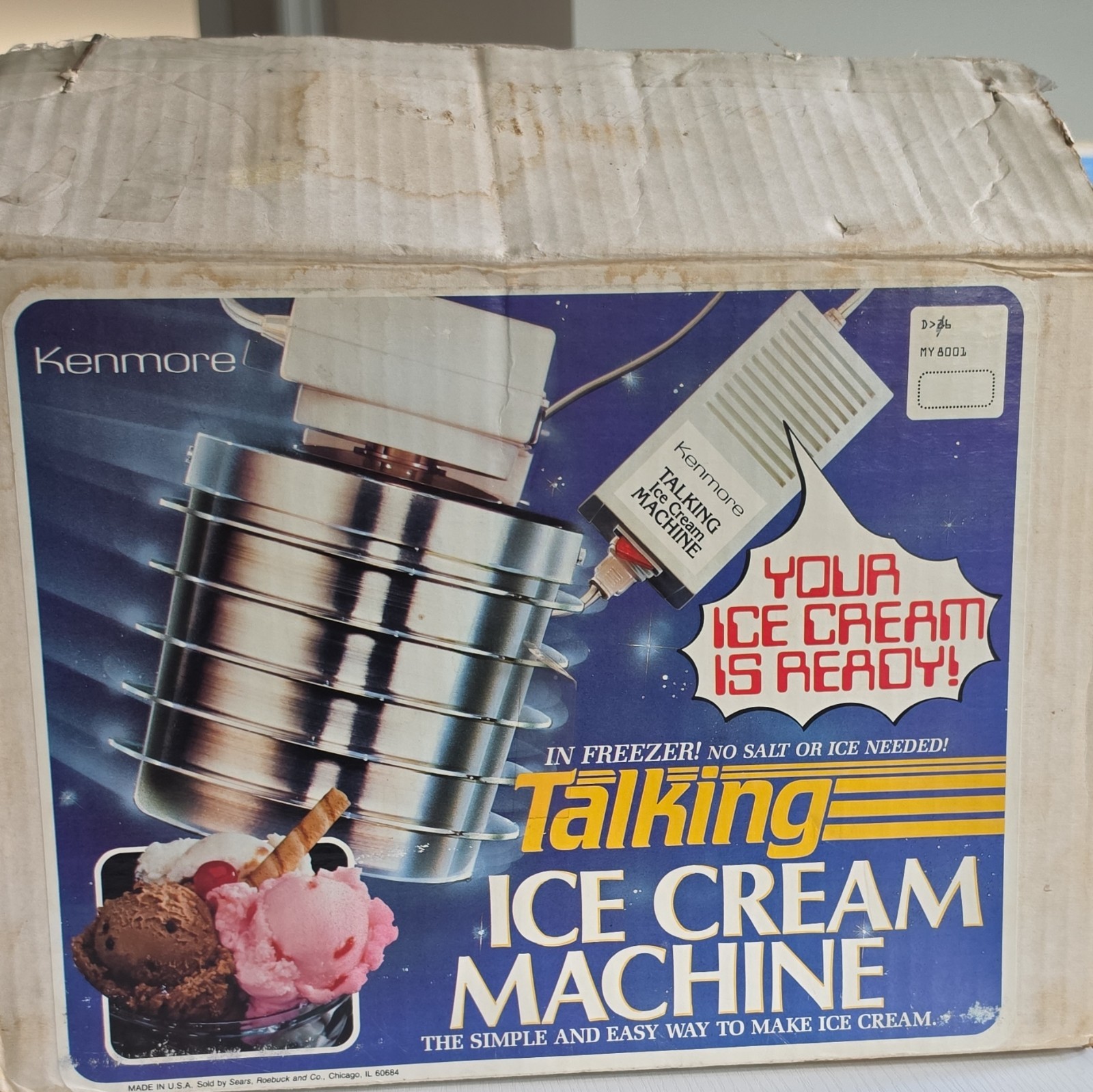 Kenmore Talking Ice Cream Machine 1 Pt Electric Ice Cream Maker No Salt/Ice