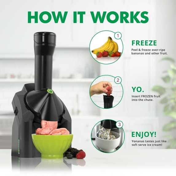 Yonanas Classic Frozen Dessert Maker – 3.22 lbs, Sleek Black Design