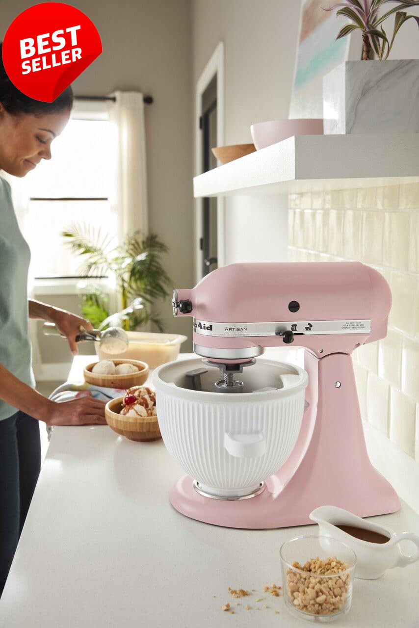 Ice Cream Maker Attachment 2Qt White Fits KSMICM Stand Mixer Kitchen Tool – US
