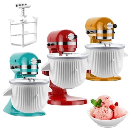 GuanQiao Ice Cream Maker Attachment for KitchenAid 4.5Qt+ Mixers, 2Qt