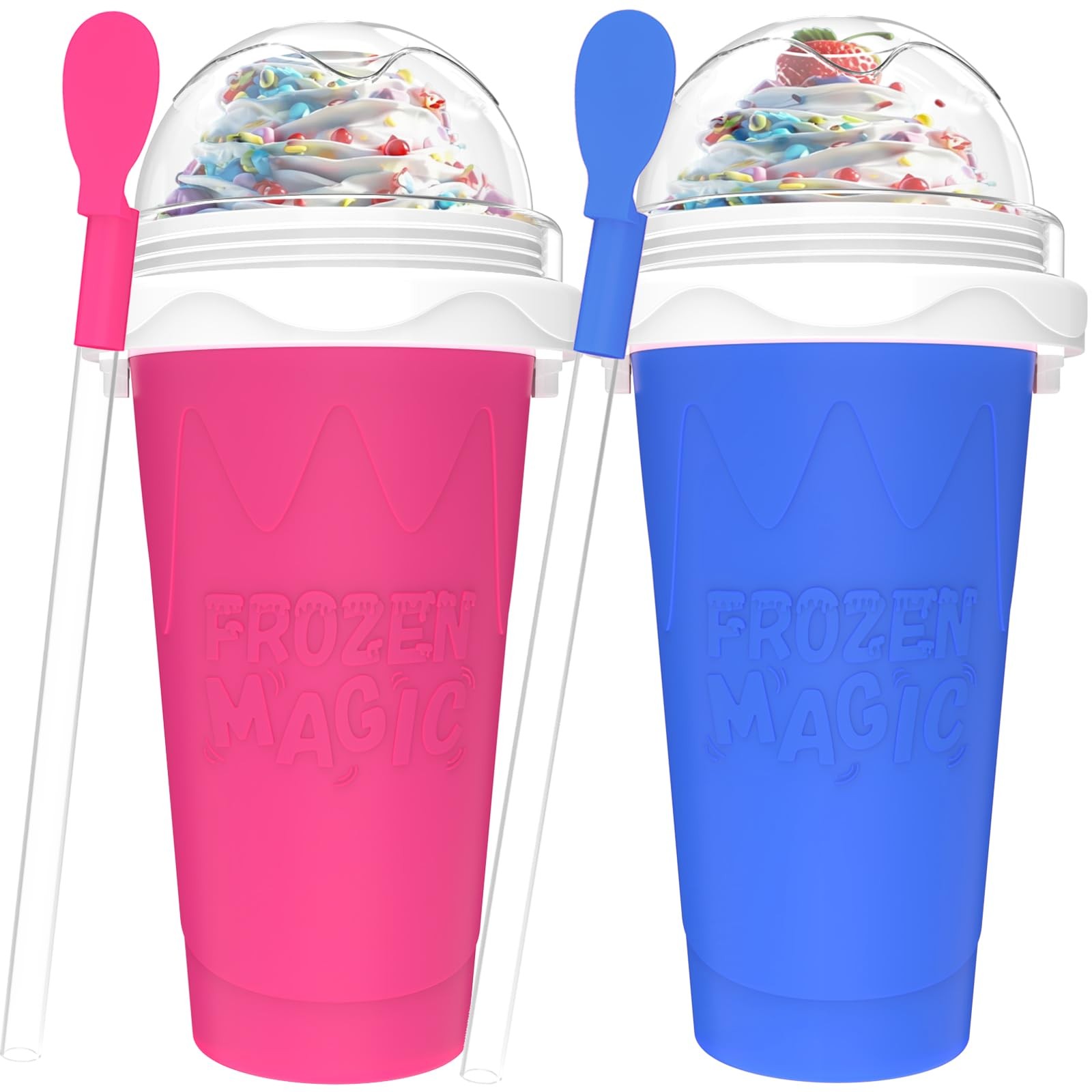 2PCS Slushie Maker Cup,DIY Magic Quick Frozen Smoothies Cups for Homemade Mil…
