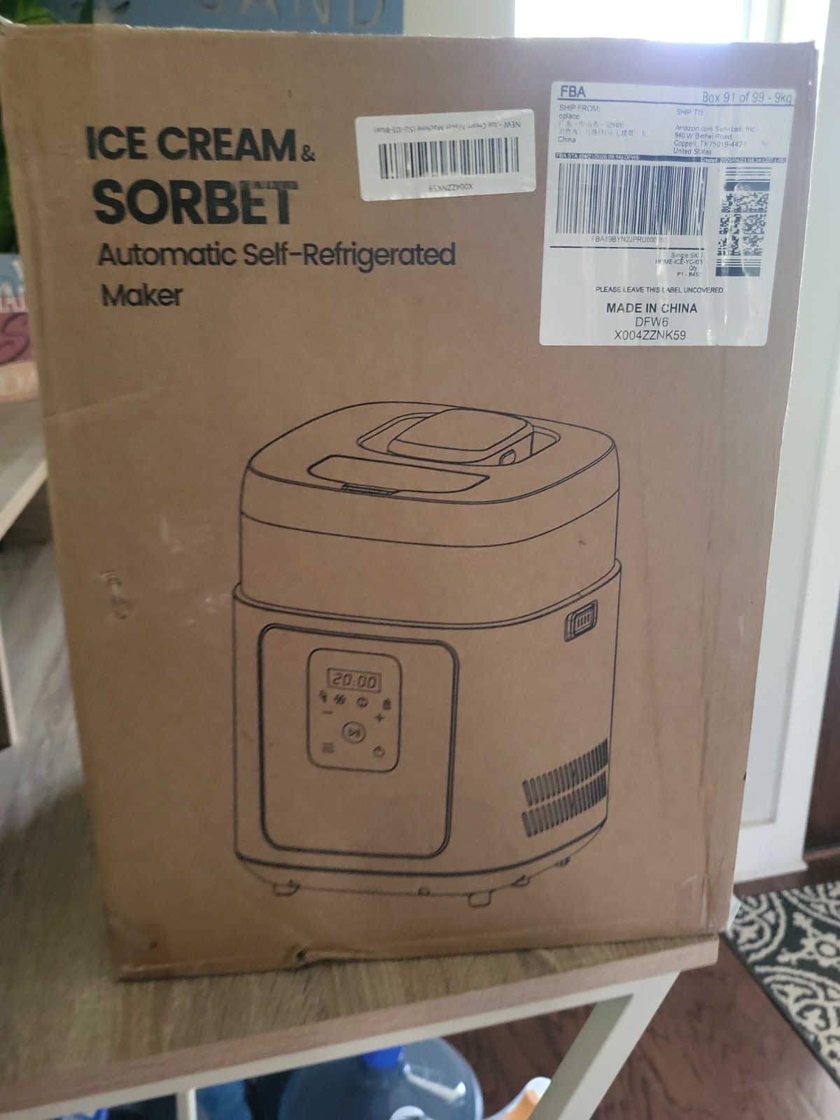 1 Quart Automatic Ice Cream Maker with Built-in Compressor No Pre-freezing