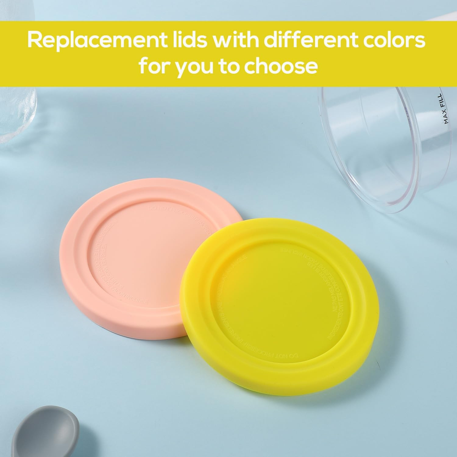 2Pcs Ice Cream Container Lid, round Silicone Covers Replacement for Ninja Creami
