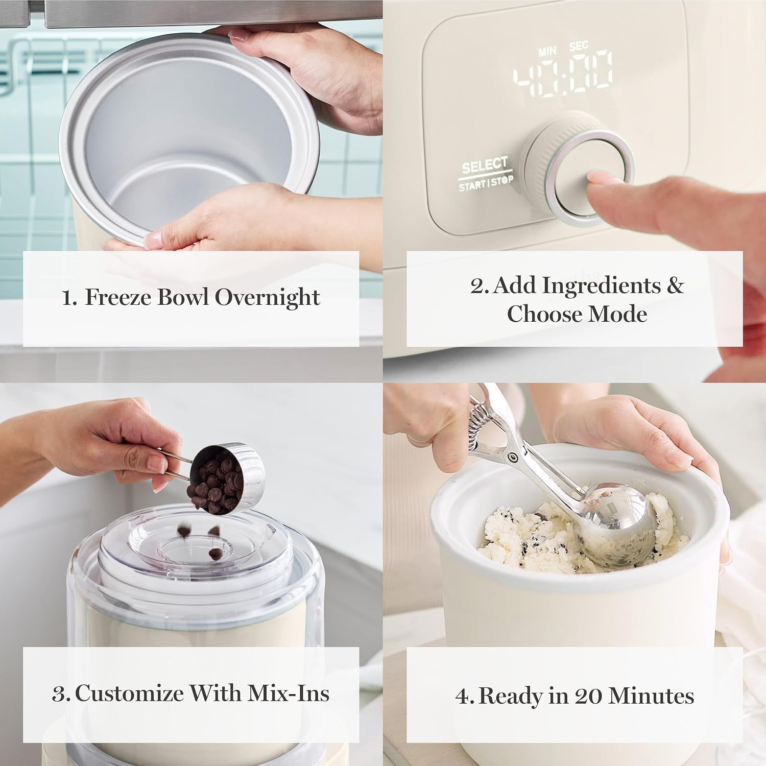 Kitchen Electric Ice Cream Machine: Easy Clean, LED Display