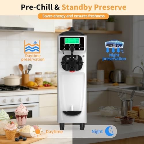 Ice Cream Machine – 3.5 Gals/H Single Flavor Ice Cream Maker 5 Inch Screen So…
