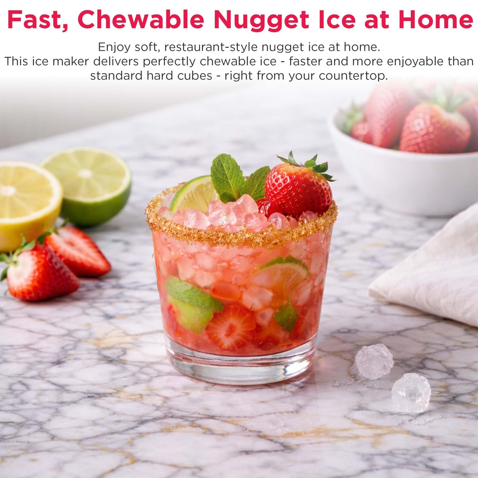 Frigidaire Countertop Crunchy Chewable Touchscreen Nugget Ice Maker 33Lbs Per