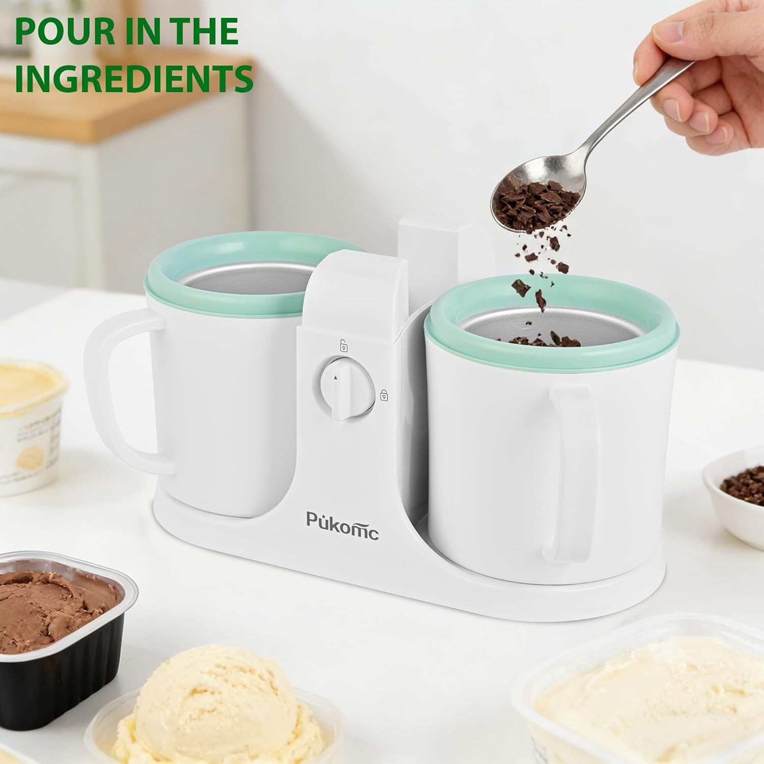 Ice Cream Maker Machine for Home Use, with Two Ice Cream Bowls,Simple Operation