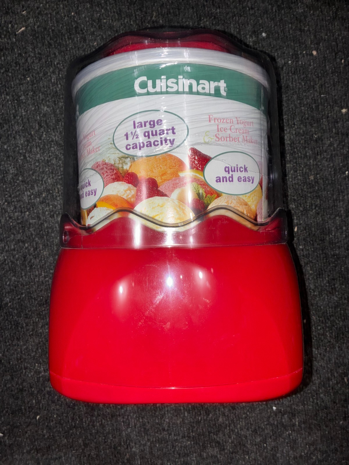 Cuisinart Ice 20 Auto Frozen Yogurt Ice Cream & Sorbet Maker Red 1.5qt