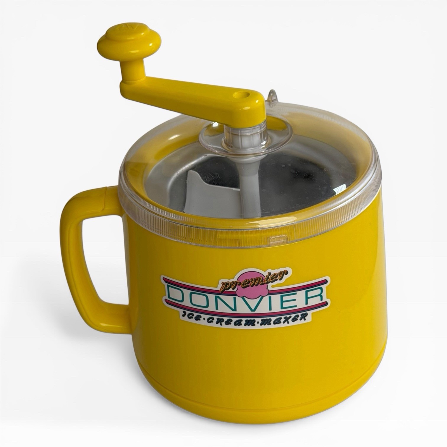 Donvier Premier Ice Cream Maker Rare Bright Yellow Manual 1-Quart Frozen Dessert