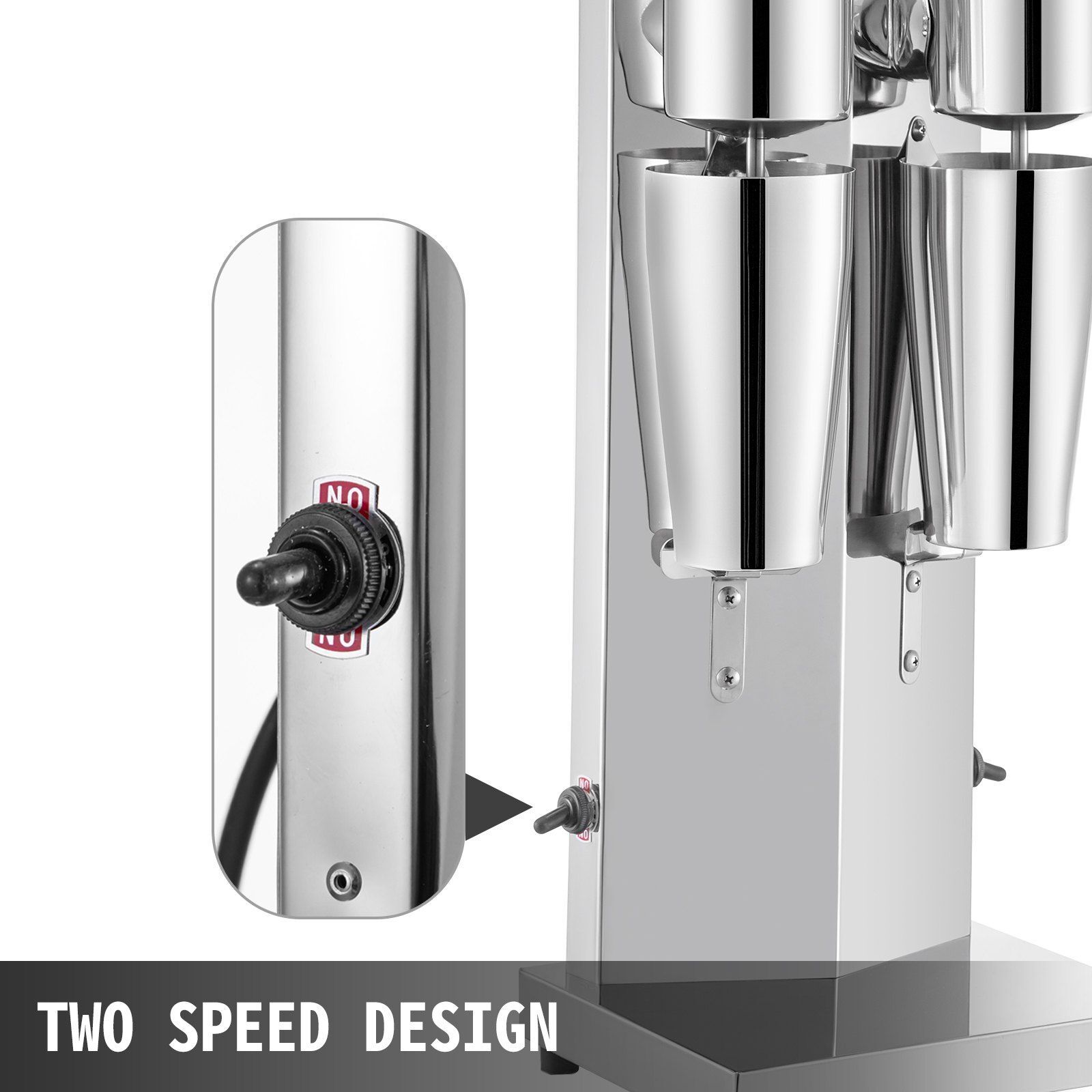 180W Stainless Steel Electric Milkshake Maker 2 Speed Mixing Head Rotates 360°