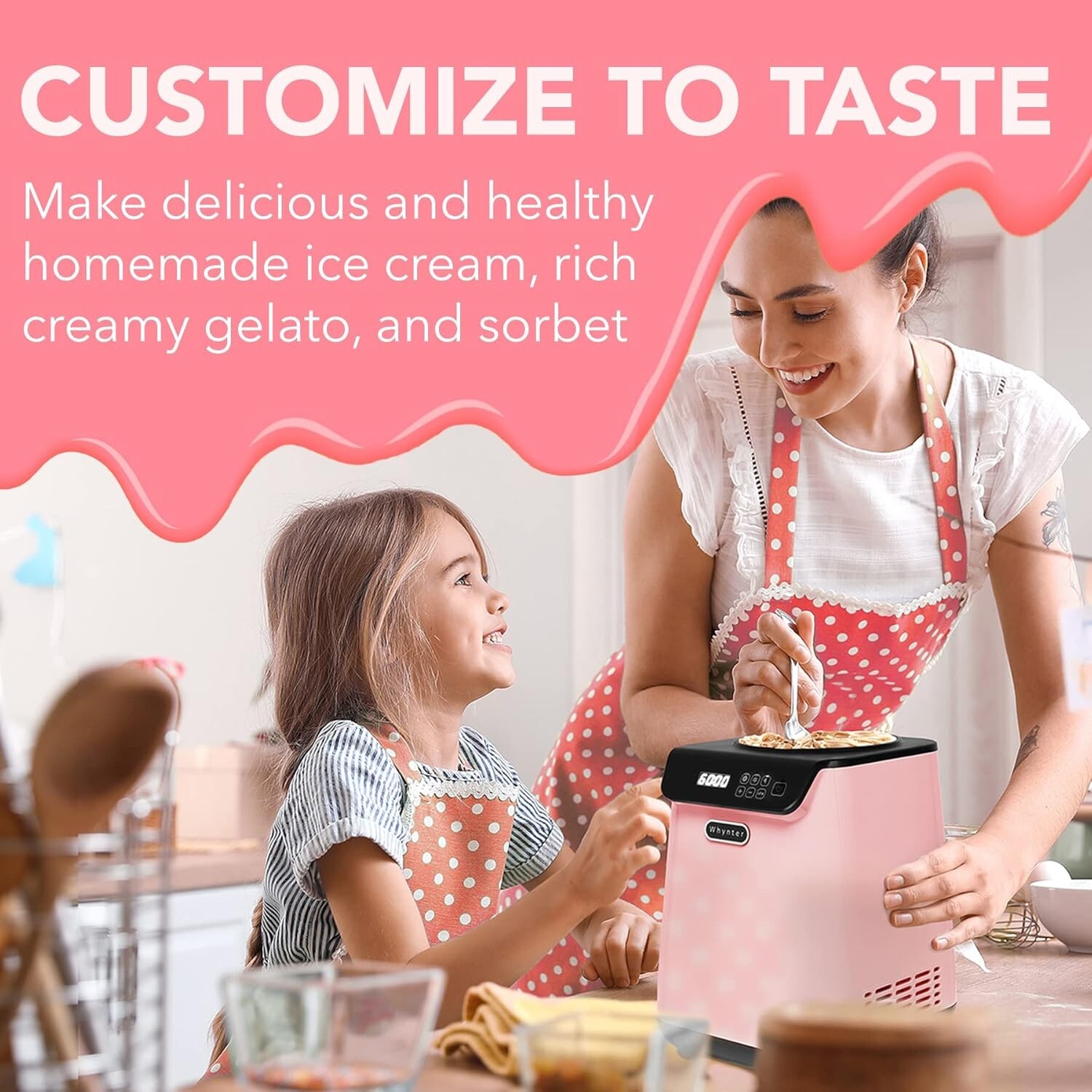 Stylish 1.28 Qt Upright Ice Cream Maker with Timer & Motor Protection Feature