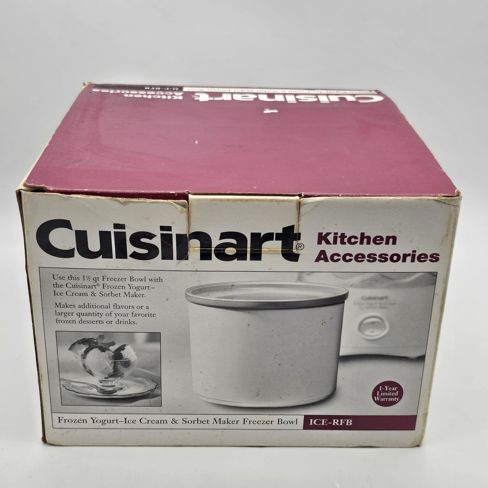 Cuisinart 1.5QT Frozen Yogurt Ice Cream Sorbet Maker Freezer Bowl ICE-RFB OEM