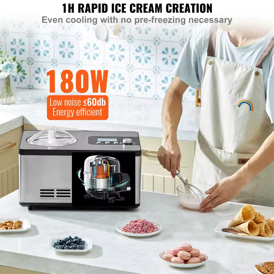 Automatic 2Qt Ice Cream Maker w Compressor Frozen Yogurt Sorbet Gelato M G2U