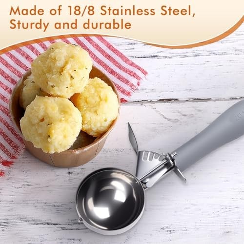 Fayomir 4 OZ Scoop, #8 Disher, Large Ice Cream Scoop with Trigger, Muffin Scoop,