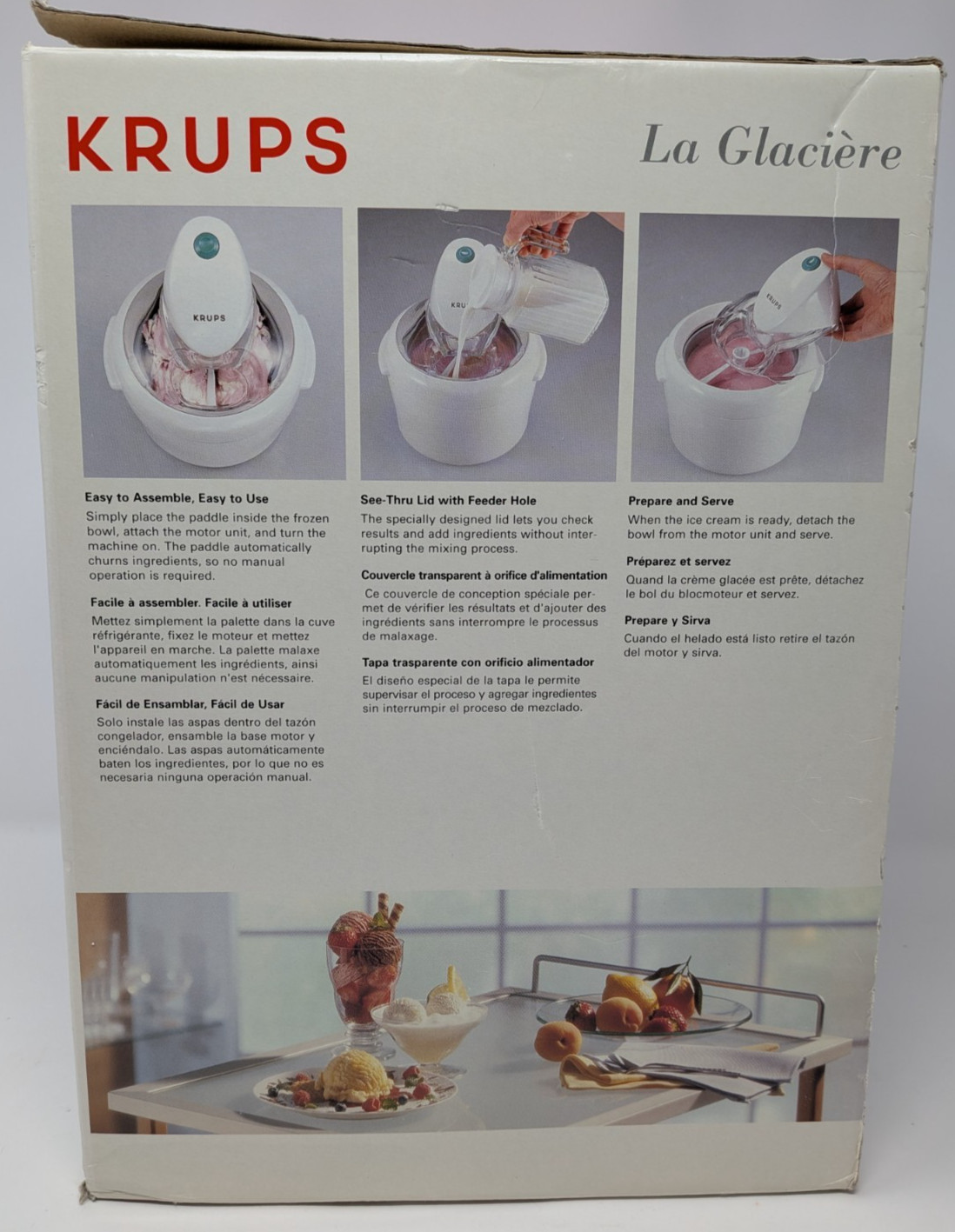 Krups La Glaciere Italian Italy Fresh Ice Cream Maker Model 358 Made In Italy