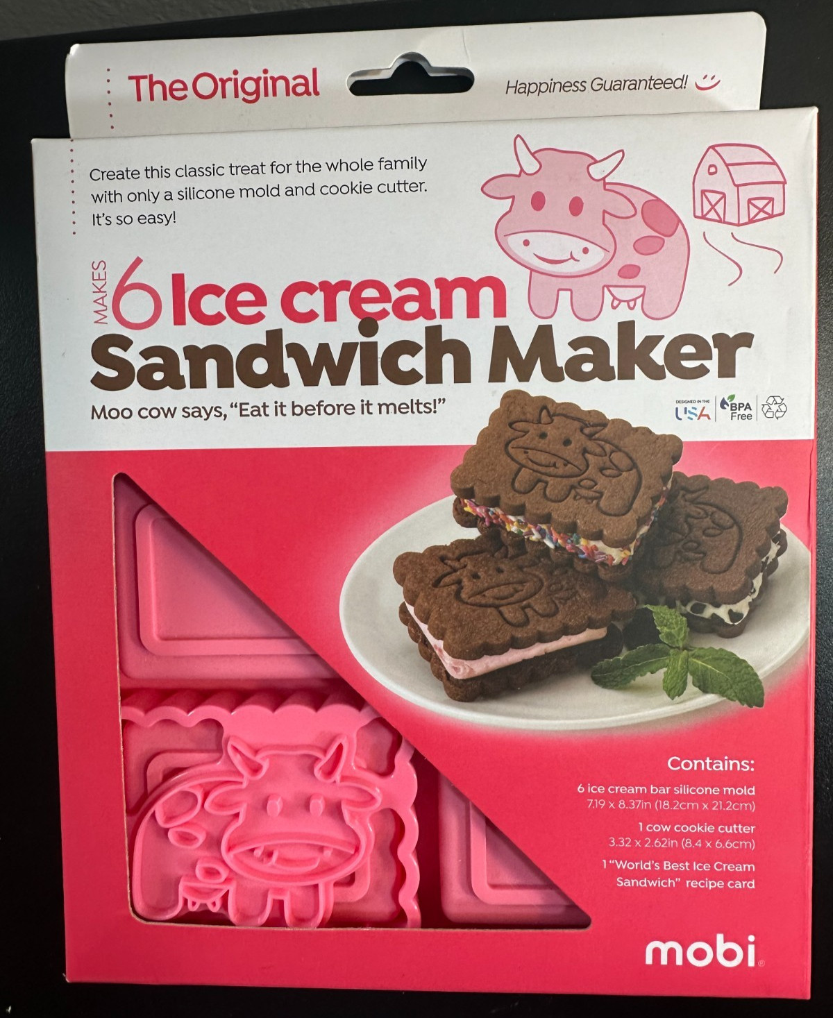 Mobi Silicone Ice Cream Sandwich Maker, Cow
