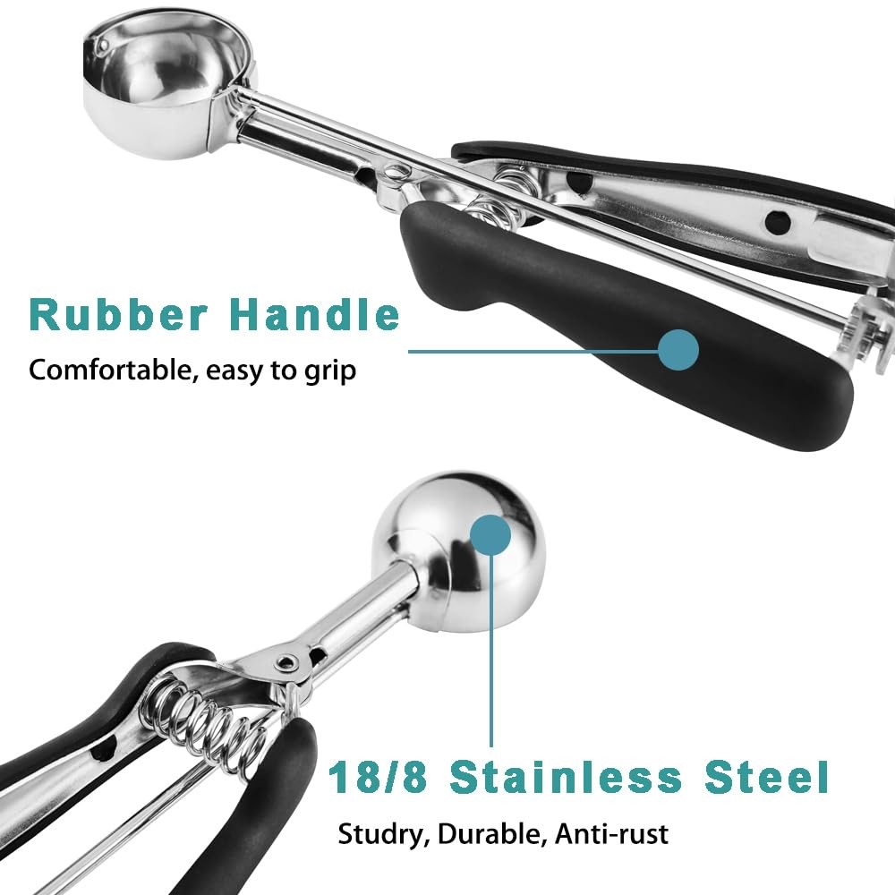 HOMURE H Cookie Scoop 2 Tablespoon, Size #40 Dough #40/ 2 Tbsp, Black