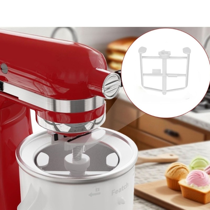 Quick Churn Ice Cream Attachment for Countertop Mixers Plastic Construction
