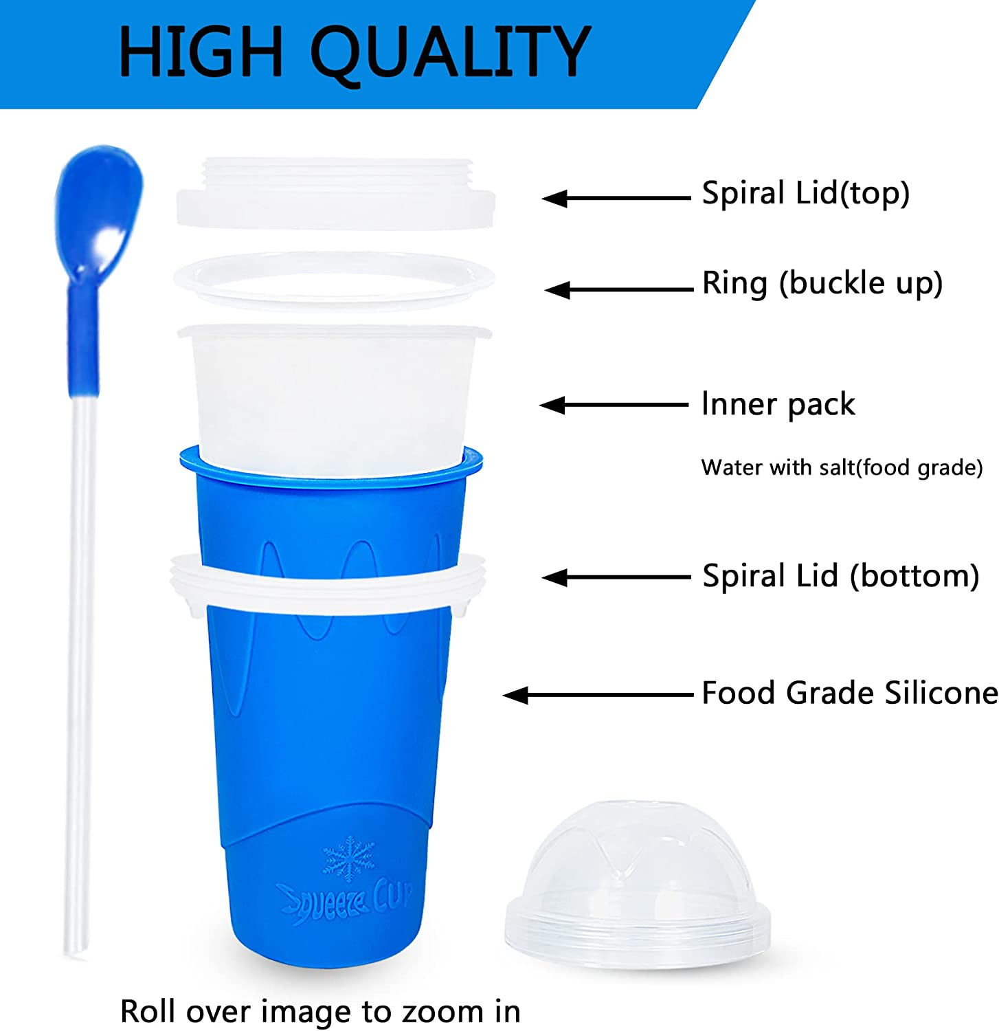 Slushy Cup, TIK TOK Slushie Maker Cup Frozen Magic Squeeze Cup, Ice Cream Maker