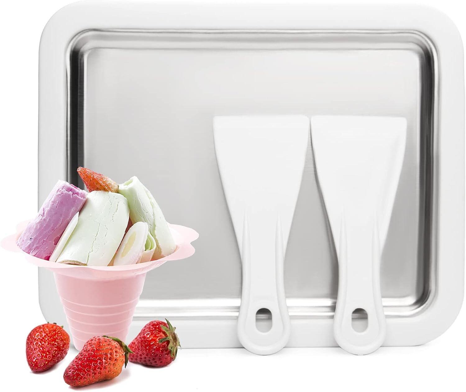 2-Spatula Ice Cream Maker Homemade for Gelato,Sorbet & Yogurt,Easy Clean & Store